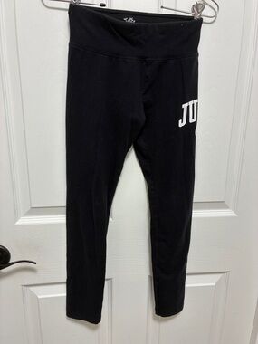 Justice Black Leggings with White Logo Accent